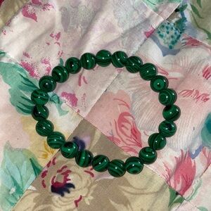 Green Striped Beaded Bracelet